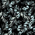 Botanical seamless pattern with eucalyptus twigs and leaves . Royalty Free Stock Photo