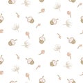 Botanical seamless pattern texture with acorns and dandelions. Royalty Free Stock Photo