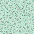 Botanical seamless vector pattern with holly berries mistletoe with shadows coloured in green Royalty Free Stock Photo