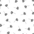 Botanical seamless vector pattern monochrome. Black flower silhouettes on white background wild grass florals elegant. Delicate