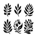 Botanical Silhouette Vector Set â Floral & Leaf Branches Royalty Free Stock Photo