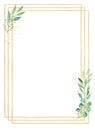Botanical square decorative frame watercolor raster illustration Royalty Free Stock Photo