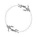 Botanical vector frame. Floral background. Leavse hand drawn frame. Delicate floral wreath illustration. Line drawing