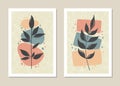 Botanical wall art vector set. Abstract pattern of flowers and branches for collages  posters  covers  ideal for wall decoration. Royalty Free Stock Photo