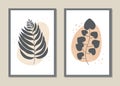 Botanical wall art vector set. Abstract pattern of flowers and branches for collages posters covers ideal for wall decoration. Royalty Free Stock Photo