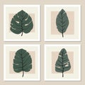 Botanical wall art vector set. Abstract pattern of flowers and branches for collages, posters, covers, ideal for wall decoration. Royalty Free Stock Photo