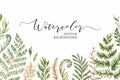 Botanical watercolor clipart. Set of Green leaves, fern, herbs and branches.Vector illustrations. Floral Design elements. Perfect Royalty Free Stock Photo