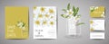 Botanical wedding invitation card Template Design, Tropical Plumeria Flowers and Leaves in modern style, Save the date