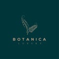 Botanics vector logo. Bio cosmetics emblem. Organic product sign. Leaf illustration