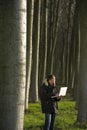 Botanist working outdoors Royalty Free Stock Photo