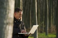 Botanist working outdoors Royalty Free Stock Photo