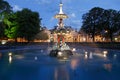 Botantical Gardens and Fountain at Dusk Royalty Free Stock Photo