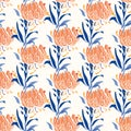 Botany Geometric Baroque Lily Pattern. Seamless Vector Background.