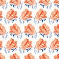 Botany Geometric Baroque Tulip Pattern. Seamless Vector Background.