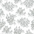 Botany realistic snowdrop graphic pattern.