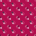 Botany seamless pattern with abstract flower bud silhouettes print. Bright pink background