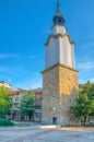 Botevgrad, Bulgaria, June 14, 2020: Historical clock tower in Bo Royalty Free Stock Photo