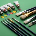 Both flat and round brush types indicating a focus on painting Royalty Free Stock Photo