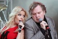 The Late Meat Loaf duets with his blonde backing singer on tour in the UK in 2013 Royalty Free Stock Photo