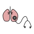 Both lung and medical stethoscope icon vector