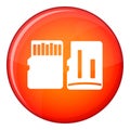 Both sides of SD memory card icon, flat style