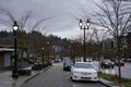 Bothell downtown evening view street lights Royalty Free Stock Photo