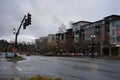 Bothell downtown evening view street lights Royalty Free Stock Photo