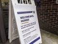 Bothell, WA USA - circa April 2021: Angled view of a Welcome Back sign at the University of Washington, welcoming students