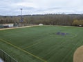 Bothell, WA USA - circa April 2021: View of the large green football field for the University of Washington`s Huskies at the