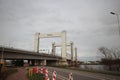 Botlekbrug, concrete vertical lift bridge on motorway A15 in the Port of Rotterdam Royalty Free Stock Photo