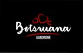 Botswana country on black background with red love heart and its capital Gaborone