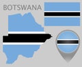 Botswana flag, map and map pointer Royalty Free Stock Photo