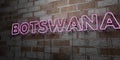 BOTSWANA - Glowing Neon Sign on stonework wall - 3D rendered royalty free stock illustration