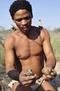 Botswana: Naro-Bushmen near Ghanzi showing mushrooms Royalty Free Stock Photo