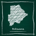Botswana outline vector map hand drawn with chalk. Royalty Free Stock Photo