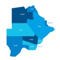 Botswana political map of administrative divisions