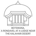 Botswana, A Rondavel At A Lodge Near The Kalahari Desert travel landmark vector illustration