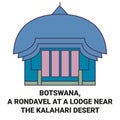 Botswana, A Rondavel At A Lodge Near The Kalahari Desert travel landmark vector illustration