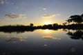 Botswana: Sunset in the Okavango-Delta-swamps.