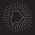 Botswana Vector Map Outline with Vintage Sunburst. Royalty Free Stock Photo