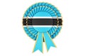 Botswanian flag painted on the award ribbon rosette. 3D rendering Royalty Free Stock Photo