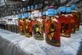 Bottle of Alcohol containing liquor with cobra snake and scorpion inside on a market