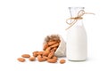 Bottle of Almond Milk with seeds Royalty Free Stock Photo