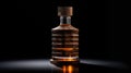Bottle of amber color premium alcohol, isolated on white background. Ideal for mock-up of whisky, brandy, cognac or rum