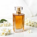 Bottle of amber perfume isolated on white background Royalty Free Stock Photo