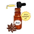 Bottle of Anise essential oil with dropper.