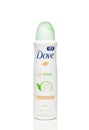 Bottle anti-perspirant Dove Go Fresh - moisturising cream 48h, new&improved, cucumber and green tea sccent, isolated white backgro