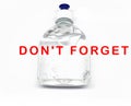 Bottle with antiseptics for hands and inscription do not forget