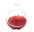 Bottle of apple. Distortion, refraction through water concept, conceptual.