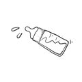 Bottle of baby pacifier doodle handdrawn style vector